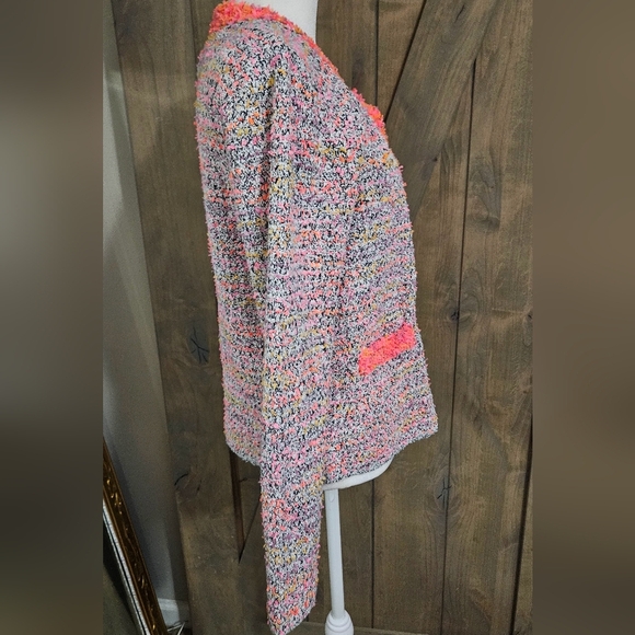 FOR THE REPUBLIC Tweed neon open front blazer. Size Small NWT - Picture 11 of 11